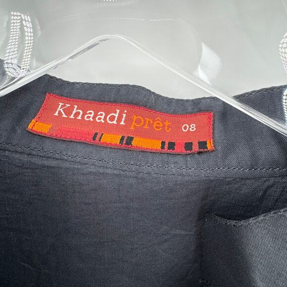 Khaadi Pret Pakistan kurta women's size 8 tunic top long sleeve gray - Picture 6 of 9